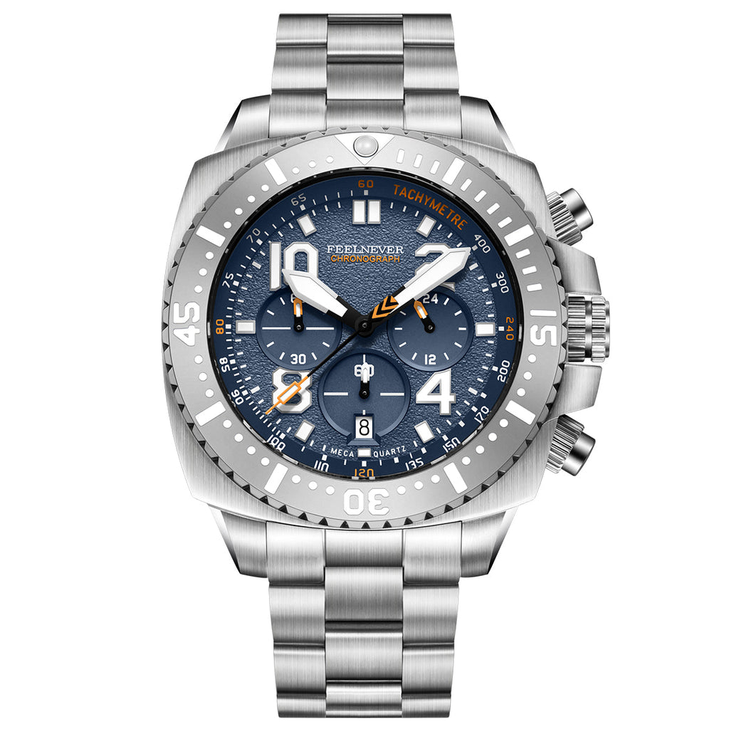 AbyssStorm 100M Dive Chronograph Watch Japanese Quartz Sapphire Crystal 46mm