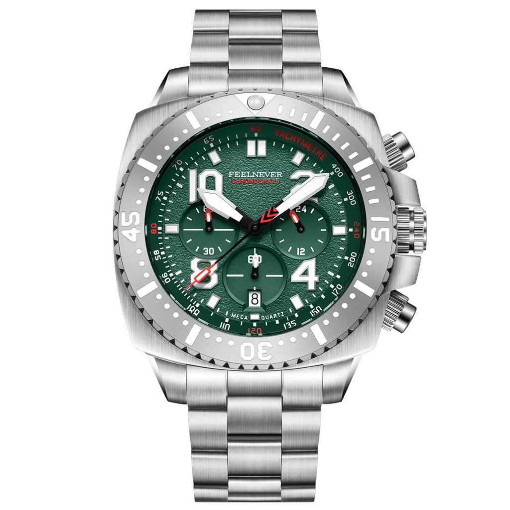 AbyssStorm 100M Dive Chronograph Watch Japanese Quartz Sapphire Crystal 46mm