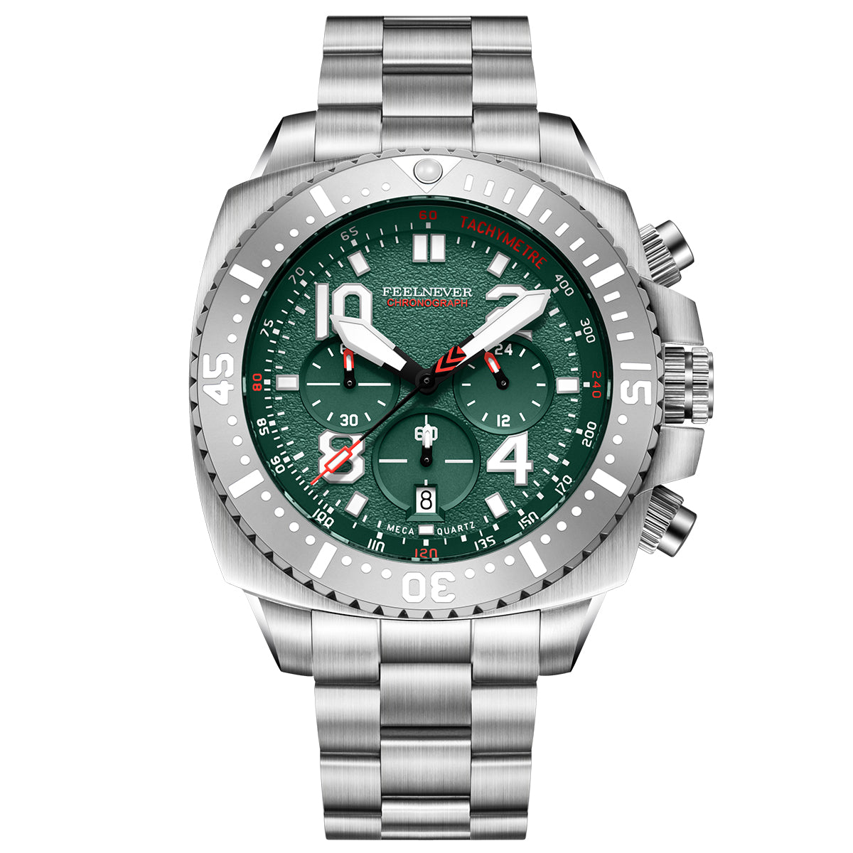 AbyssStorm 100M Dive Chronograph Watch Japanese Quartz Sapphire Crystal 46mm