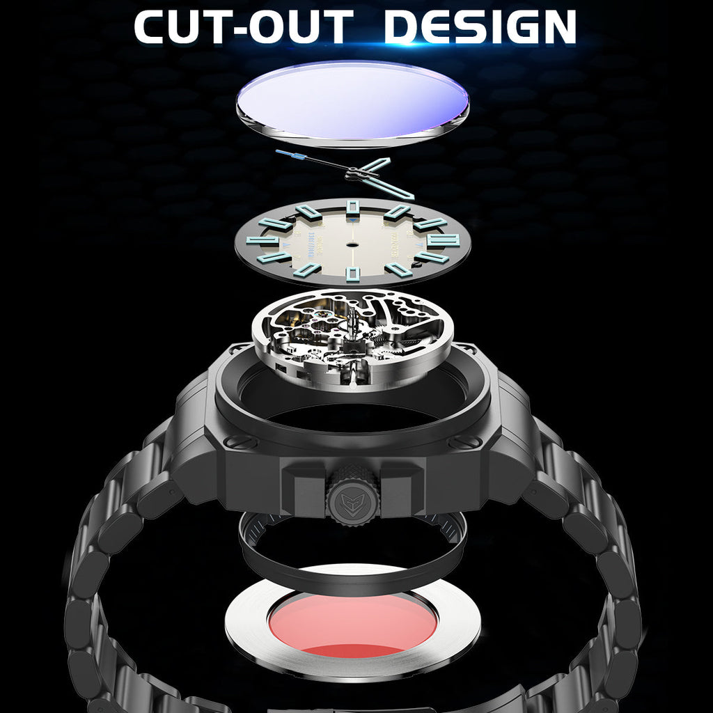 AbyssMech Skeleton Automatic — Sapphire Crystal, 46mm Steel