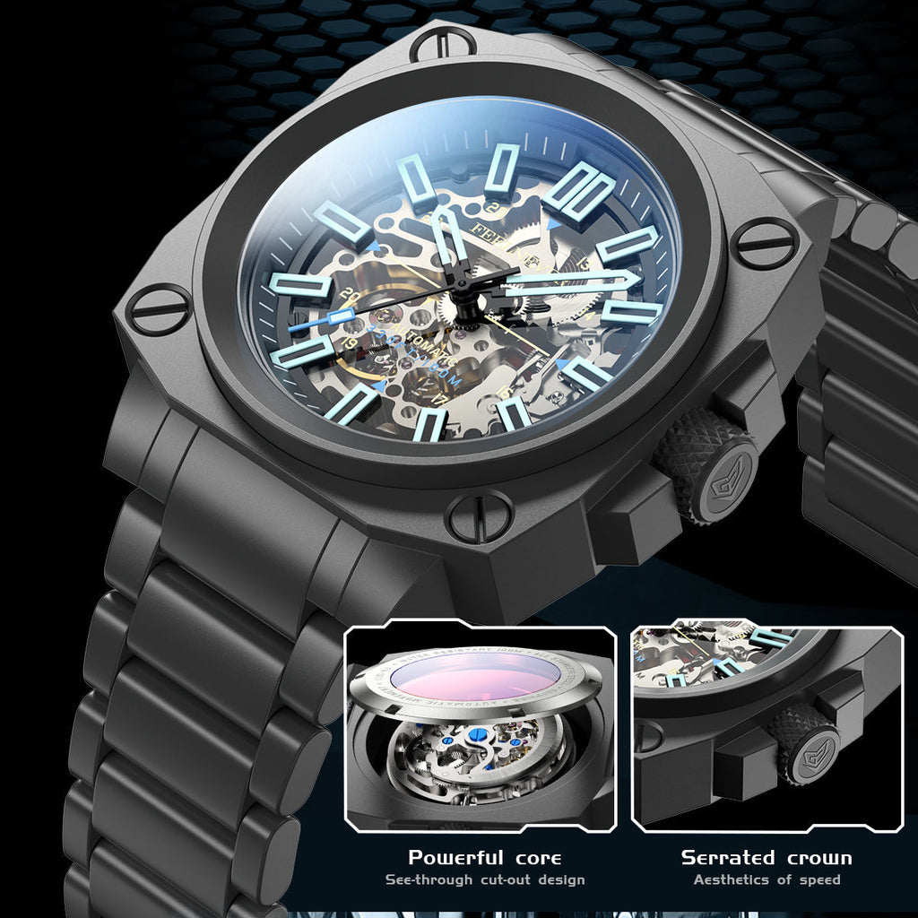 AbyssMech Skeleton Automatic — Sapphire Crystal, 46mm Steel
