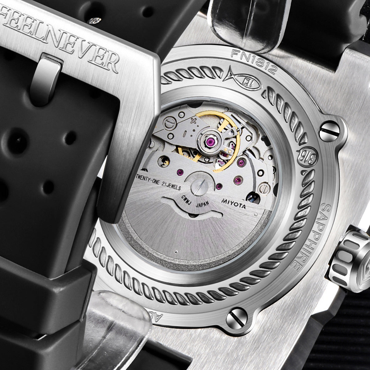 AbyssRift 100M Automatic Dive Watch 49mm Miyota 8215 Sapphire Crystal