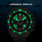 AbyssStorm 100M Dive Chronograph Watch Japanese Quartz Sapphire Crystal 46mm