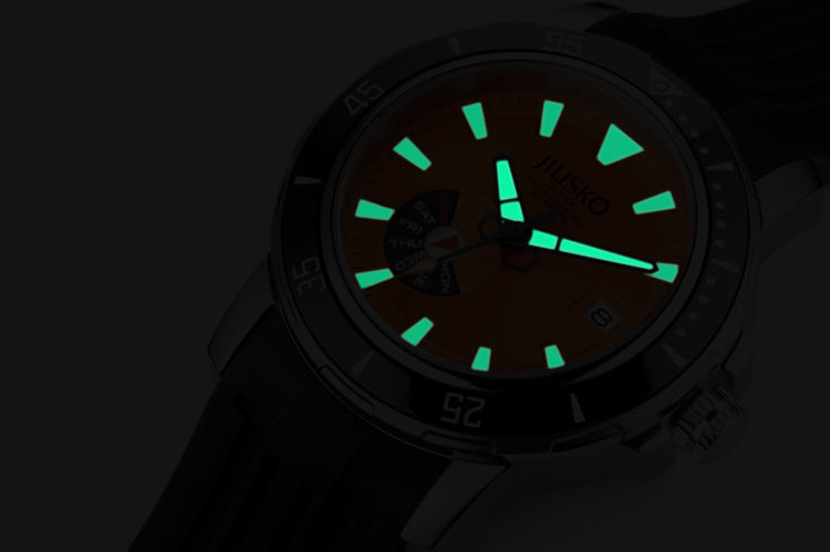 Gallery — lume	TitanPro 300M lume shot on dial and markers in the dark