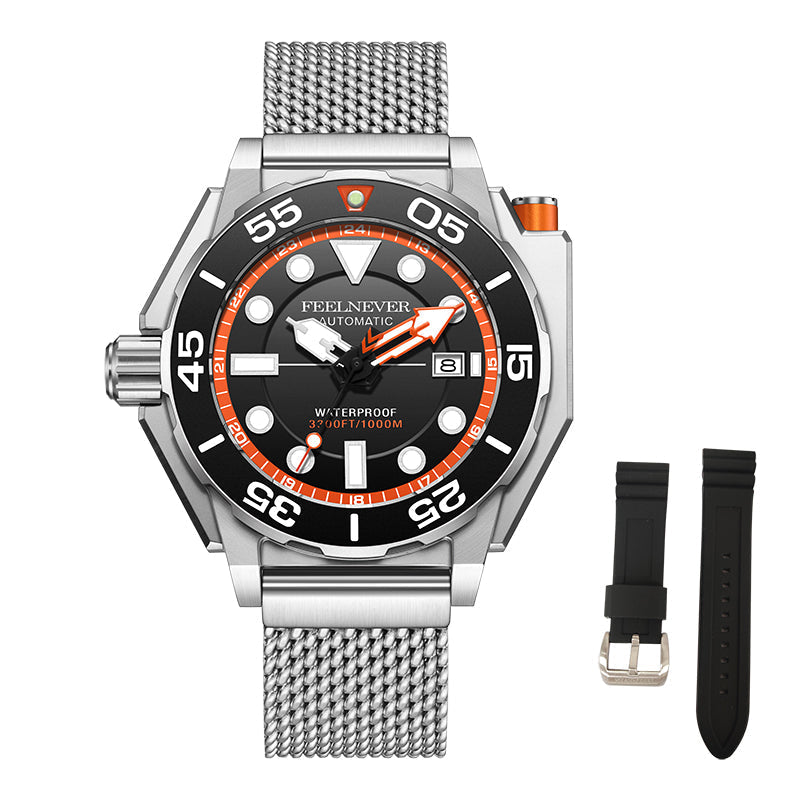 AbyssPro 1000M NH35 automatic dive watch, mineral crystal - orange