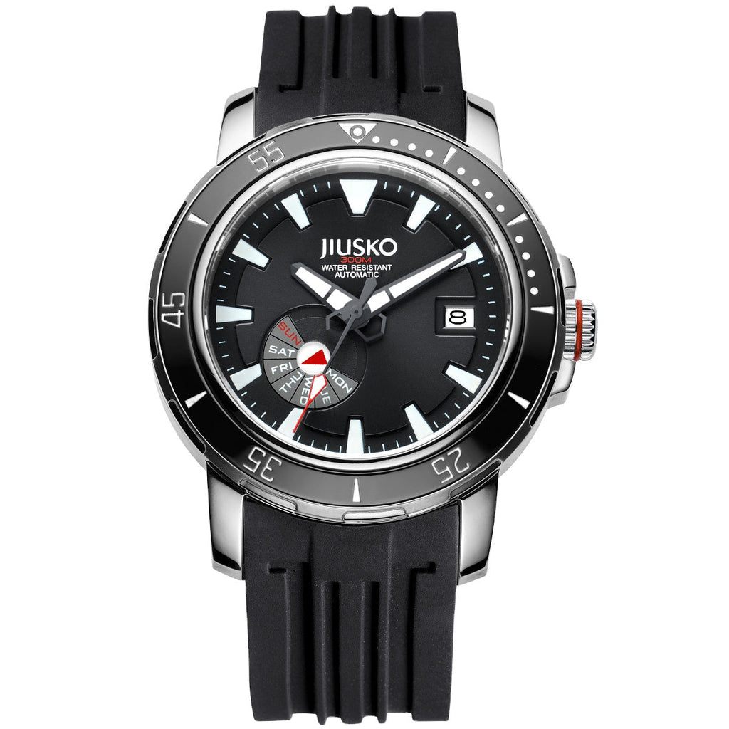 TitanPro 300M black dial titanium automatic dive watch, front view