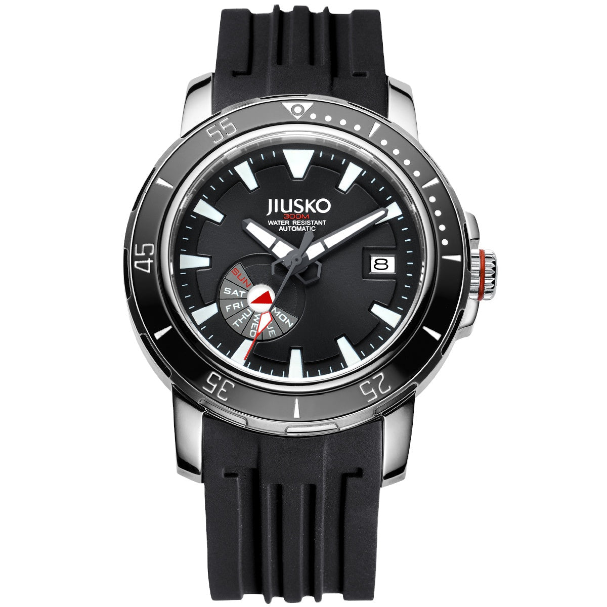 TitanPro 300M black dial titanium automatic dive watch, front view