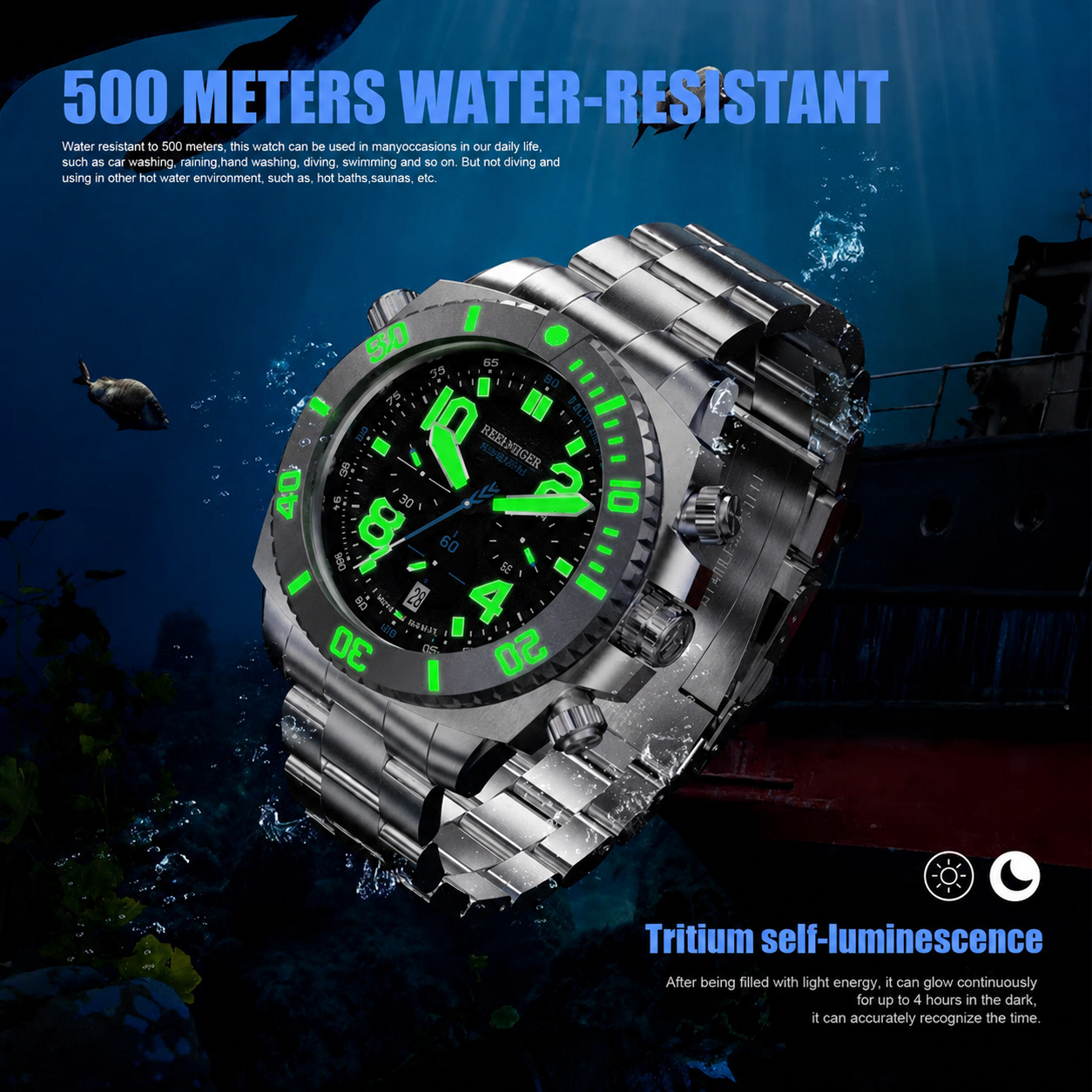 Chronograph Dive Watch — AbyssForce 500M Meca-Quartz (Seiko VK63)
